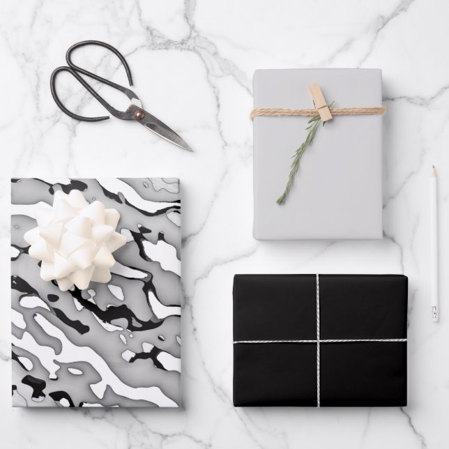 Cameo Lang hellgrau Design Geschenkpapier Set (Vorderseite)