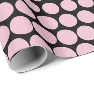 Cameo Pink Polka Dot Modernes Schwarz Geschenkpapier