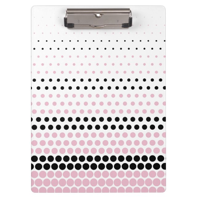 Cameo Pink und Black Polka Dot Klemmbrett (Vorderseite)