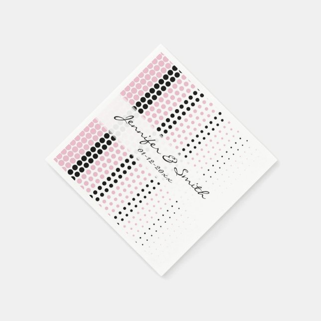 Cameo Pink und Black Polka Dot Serviette (Ecke)