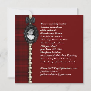 Cameo und Karierte Goth Wedding Suite Einladung
