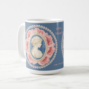 Cameo und Perlen auf Navy Kaffeetasse