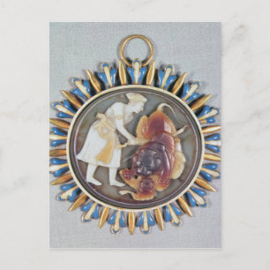 Cameo zeigt Kaiser Shah Jahan tötet Löwen Postkarte