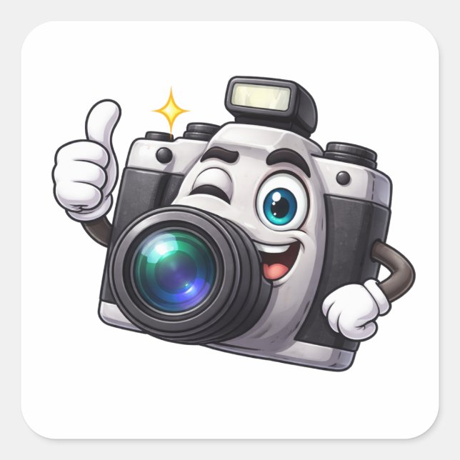 Camera Character Winking Thumps Up Sticker (Vorderseite)