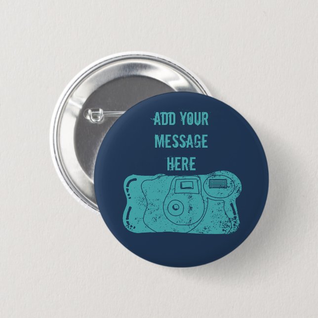 Camera Custom Message Aquamarin, Navy Blue Button (Vorne & Hinten)