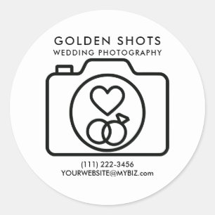Camera Heart Minimale moderne Hochzeitsfotografie Runder Aufkleber
