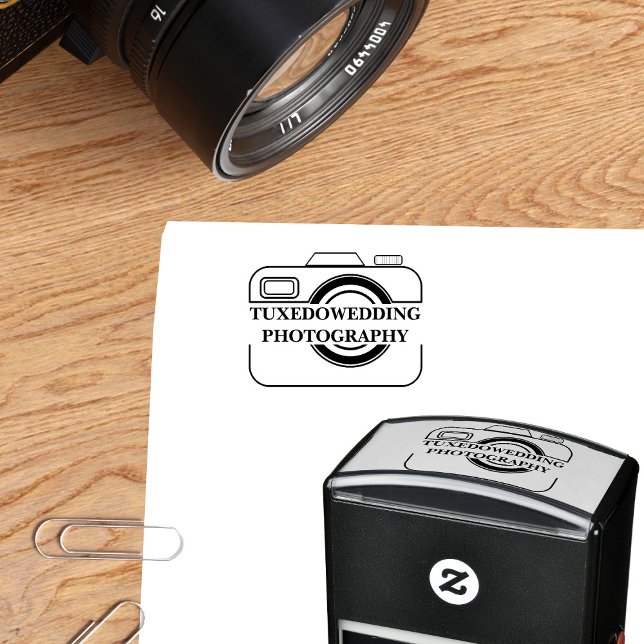 Camera Icon Wedding Fotograf Selbstfarbige Briefma Permastempel (Perfect stamp for a wedding photographer. Just add your business name)