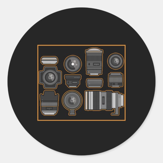 Camera Lense Fotograf Fotografie Cameraman Gi Runder Aufkleber (Vorderseite)