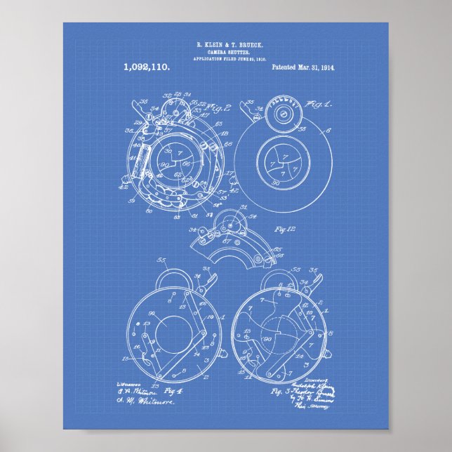 Camera Shutter 1914 Patent Art Blueprint Poster (Vorne)