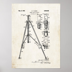 Camera Tripod Patent Print 1942 Poster