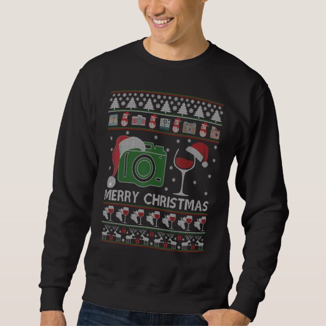 Camera Ugge Christmas Sweater Wine Weihnachtsmannm Sweatshirt (Vorderseite)