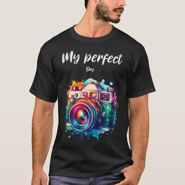 Camera Watercolour Photographer Gifts For Birthday T-Shirt (Vorderseite)