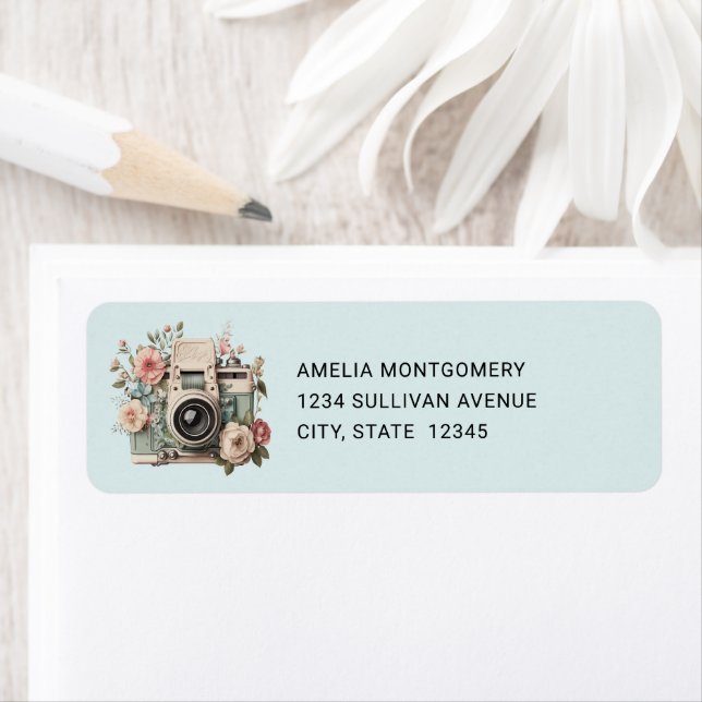 Camera with Flowers Retro Pastel Image - Address (Insitu)