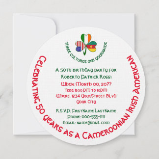 Cameroian Irish USA Kleeblatt Birthday Einladung