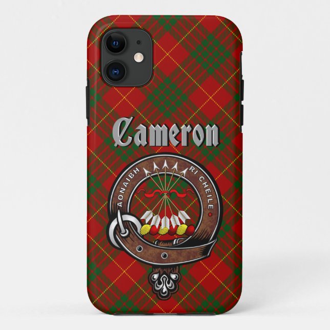 Cameron Clan Abzeichen & Tartan Phone Case (Rückseite)
