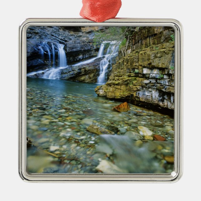Cameron Falls in Waterton Lake National Park Silbernes Ornament (Vorne)