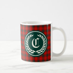 Cameron Family Rot und Grün Tartan Monogramm Kaffeetasse