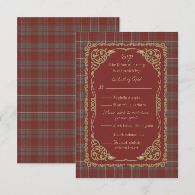 Cameron Lochiel Weathered Tartan Response Card RSVP Karte (Vorne/Hinten)