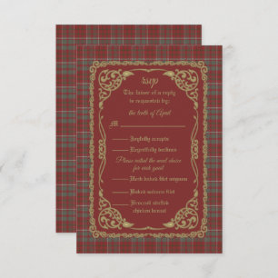 Cameron Lochiel Weathered Tartan Response Card RSVP Karte