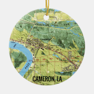 Cameron Louisiana Vintage Karte Keramik Ornament