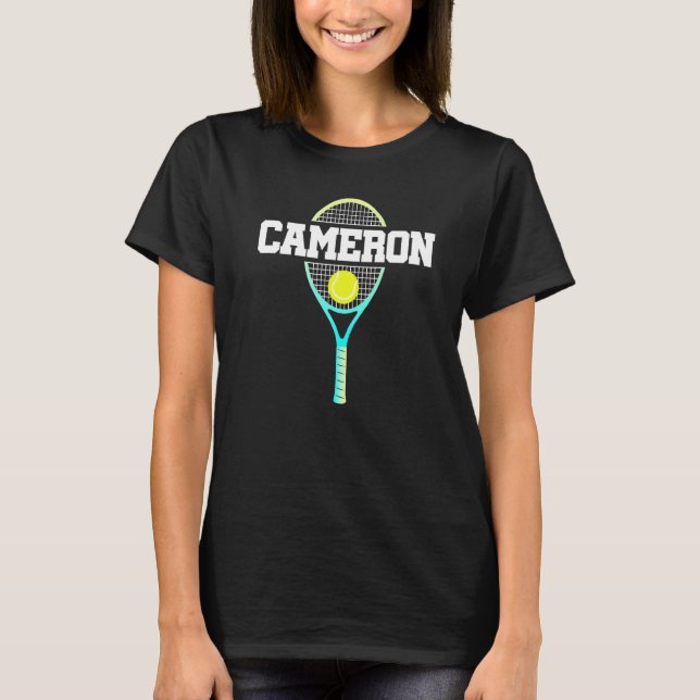 Cameron Name Tennis Player Boys Ball und Racket SP T-Shirt (Vorderseite)