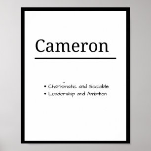 Cameron, Personalisierte Bezeichnung für Junge Poster