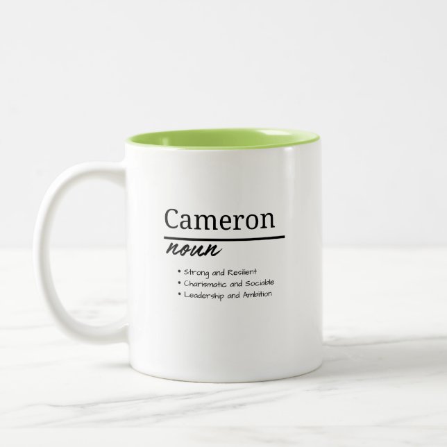 Cameron, Personalisierte Bezeichnung für Junge Zweifarbige Tasse (Links)