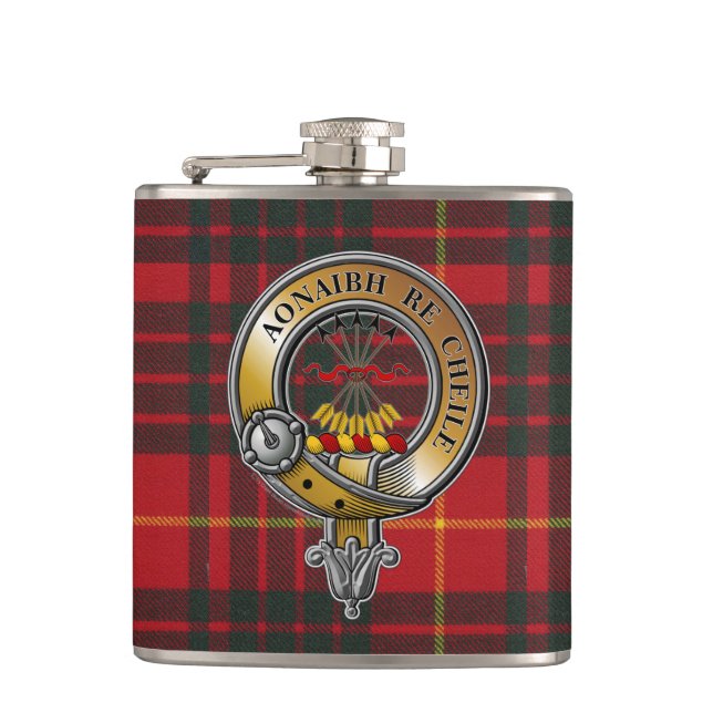 Cameron Tartan & Abzeichen Flachmann (Vorderseite)