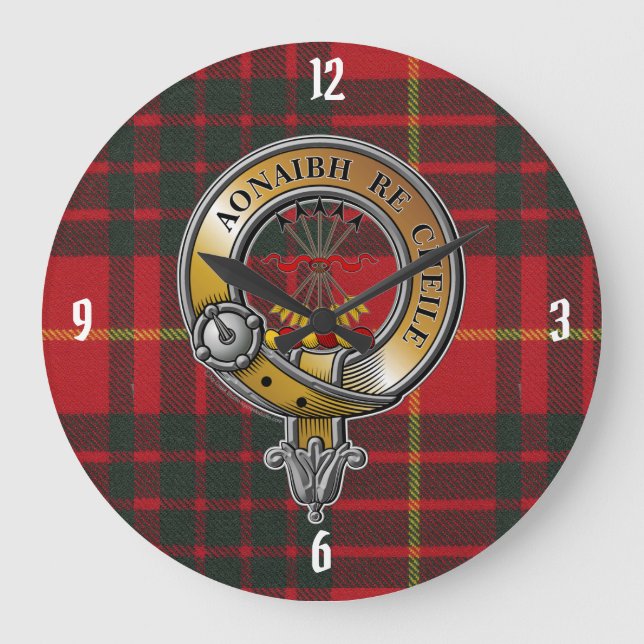 Cameron Tartan & Abzeichen Große Wanduhr (Vorderseite)