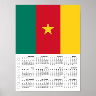 Cameroon 2026 Calendar, Large, Cameroon Flag Poster