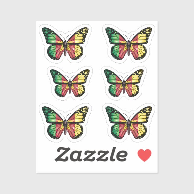 Cameroon Butterfly Monarque Flag Aufkleber (Blatt)