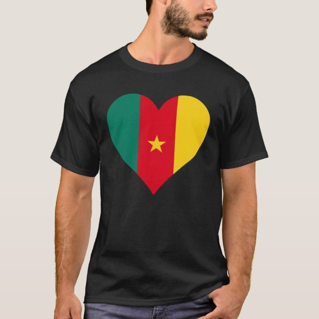 Cameroon Flag Heart Cameroon  Love Cameroon T-Shirt (Vorderseite)
