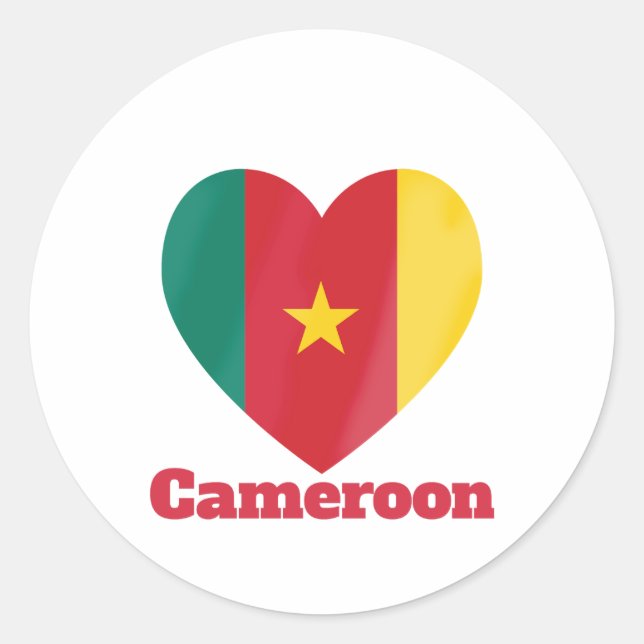 Cameroon Herzenflagge Runder Aufkleber (Vorderseite)