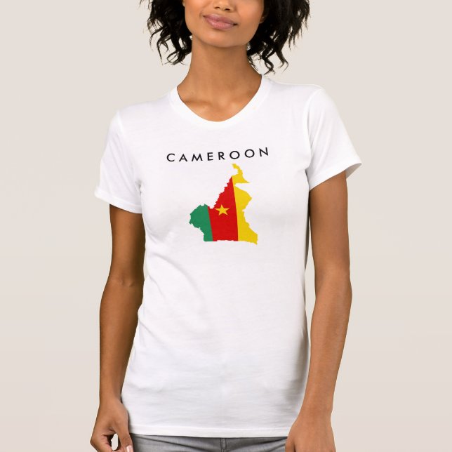 Cameroon-Landflaggen-Kartenform-Silhouettesymbol T-Shirt (Vorderseite)