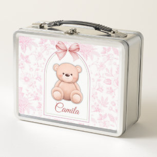 Camila   Benutzerdefiniertes rosa Teddy-Bär-Kinder Metall Brotdose