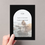 Camila Black Arch Moderne Hochzeit Acryleinladungen<br><div class="desc">Moderne Hochzeitsacryl-Einladung mit Ihrem Monogramm und Ihren Details über Ihr Lieblings-Foto in einem Bogen über einem schwarzen Hintergrund. Die Vorlage enthält ein überlagertes Layout, mit dem der Text über dem Bild angezeigt werden kann und das im Designbearbeitungstool entfernt werden kann. Dieses schlichte und dennoch elegante Design in klassisch schwarz-weiß ist...</div>