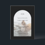 Camila Black Arch Moderne Hochzeit Einladung<br><div class="desc">Moderne Hochzeitseinladung mit Ihrem Monogramm und Ihren Details über Ihr Lieblings-Foto in einem Bogen über einem schwarzen Hintergrund. Die Vorlage enthält ein überlagertes Layout, mit dem der Text über dem Bild angezeigt werden kann und das im Designbearbeitungstool entfernt werden kann. Dieses schlichte und dennoch elegante Design in klassisch schwarz-weiß ist...</div>