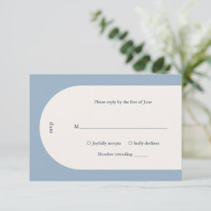 Camila Dusty Blue Arch Moderne Hochzeit RSVP Karte