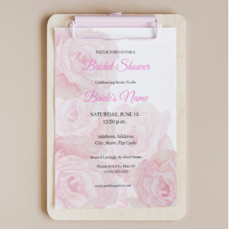 Camila Elegant Rosa Bridal Dusche Einladung
