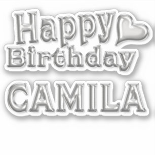 Camila Happy Birthday silver Aufkleber Sticker