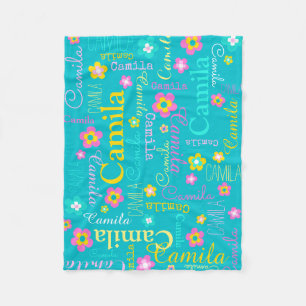 Camila personalisieren kurzen Namen Aqua rosa Deck Fleecedecke
