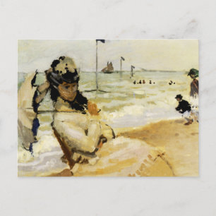 Camille am Strand von Trouville Postkarte