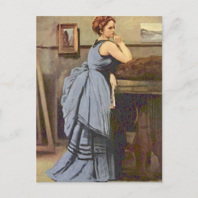 Camille Corot - Die Frau in Blau Postkarte (Vorderseite)