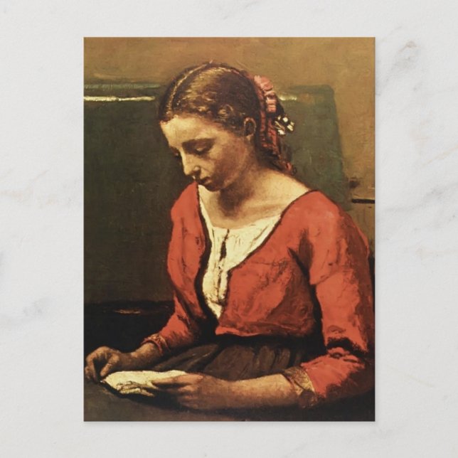 Camille Corot - Girl Reading Postkarte (Vorderseite)