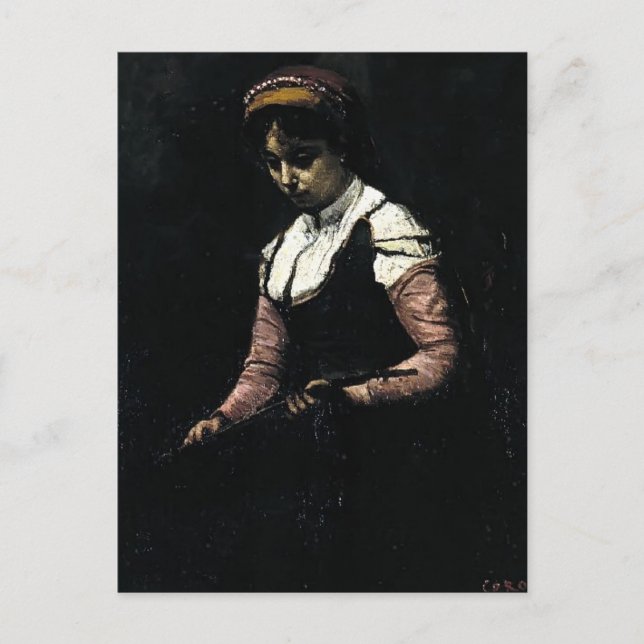 Camille Corot - Mädchen mit Mandoline Postkarte (Vorderseite)