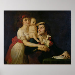 Camille Desmoulins seine Ehefrau Lucile und ihr Poster