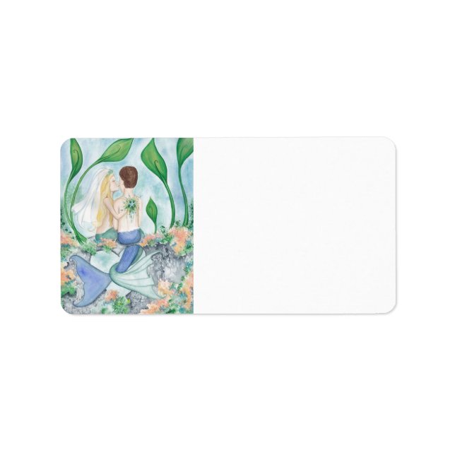Camille Grimshaw Mermaid Wedding Address Labels Adressaufkleber (Vorne)