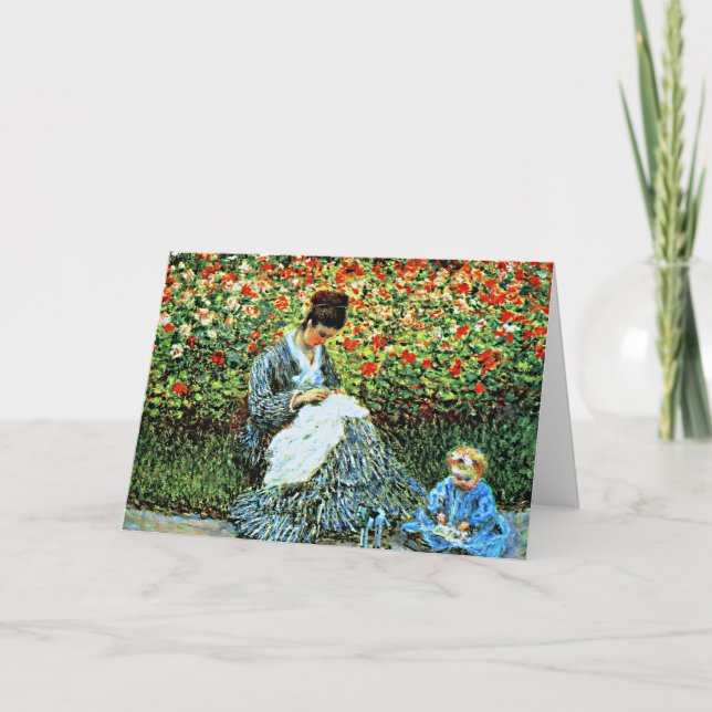 Camille Monet and Child, beliebtes Gemälde Karte (Vorderseite)
