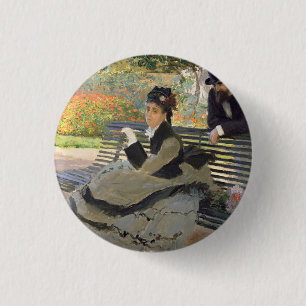 Camille Monet auf der Bench Claude Monet Button