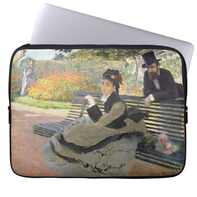 Camille Monet auf der Bench Claude Monet Laptopschutzhülle (Vorderseite)